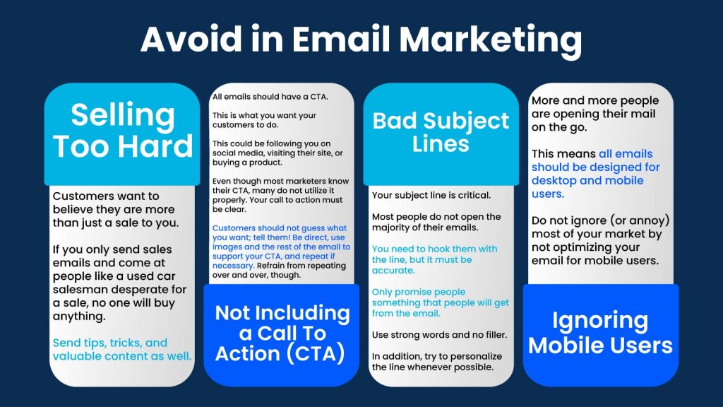 Avoid in Email Marketing