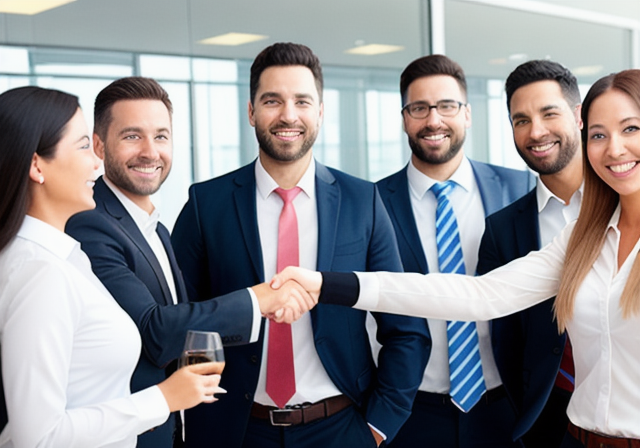 A sales team celebrating a successful deal