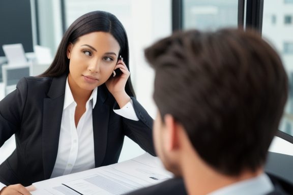 Sales representative actively listening to a prospect