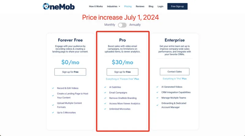 OneMob Pro Price Increase Starting July 1, 2024