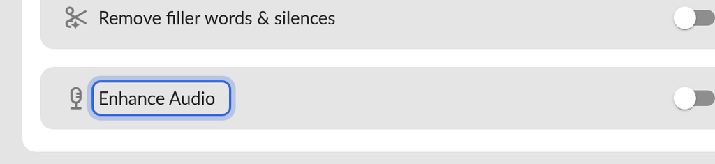 AI Tools section with the Enhance Audio switch turned on