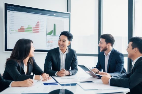Sales professionals collaborating on a sales strategy