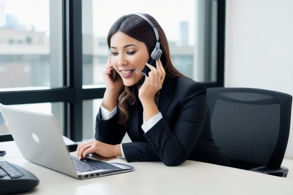 Sales representative engaging with a customer during a fun cold call