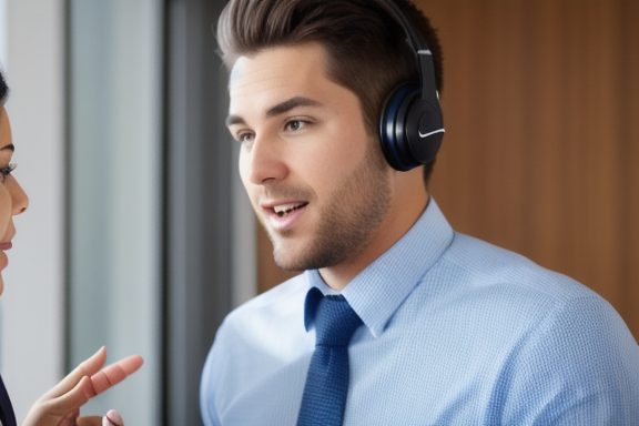 Sales representative talking to a prospect