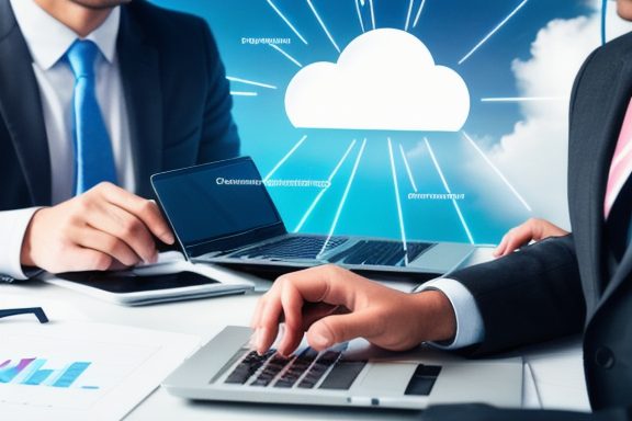 Professionals collaborating on a cloud-based platform