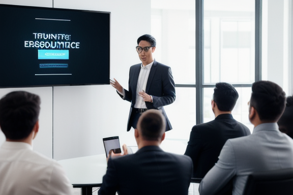 Sales Representative delivering a demo to a group of prospects