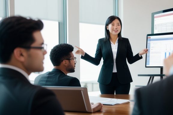 Sales professional conducting a product demo