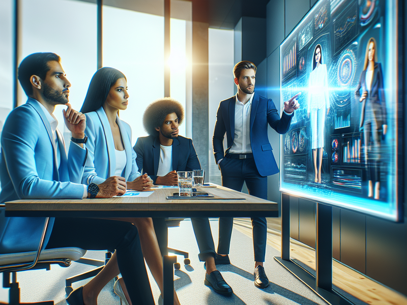 Sales team presenting interactive video content