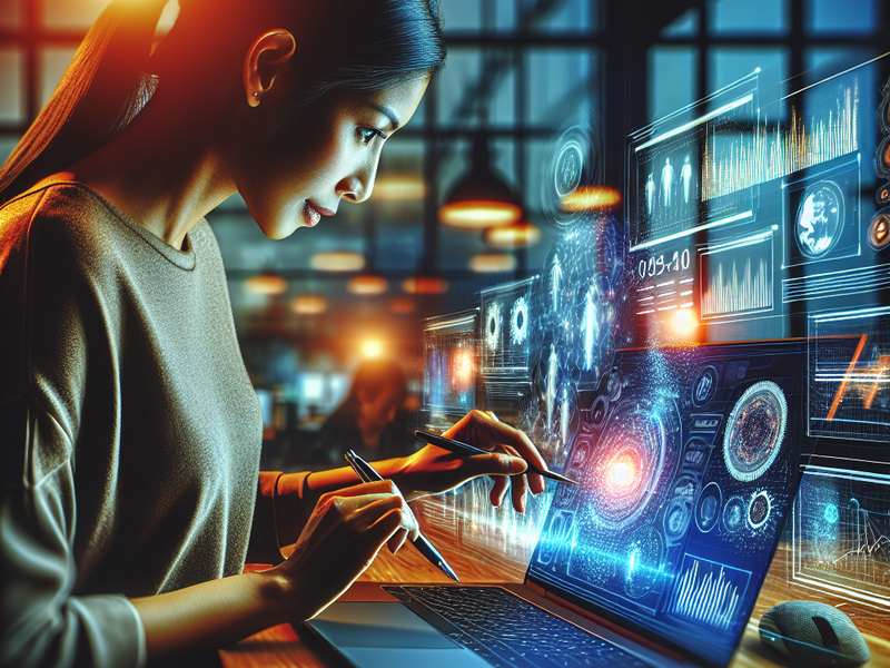 Marketer analyzing microsite analytics