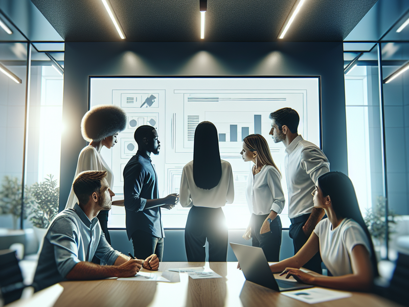 Marketers reviewing a launch plan