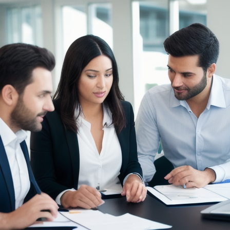 Sales team working together