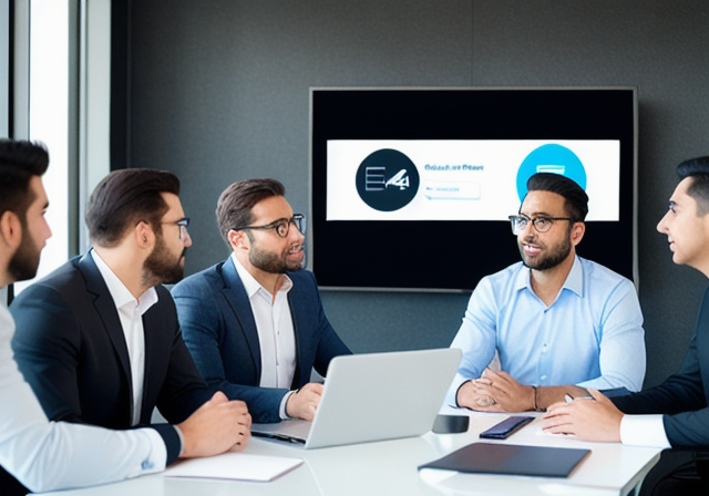 A sales team discussing a sales enablement app implementation