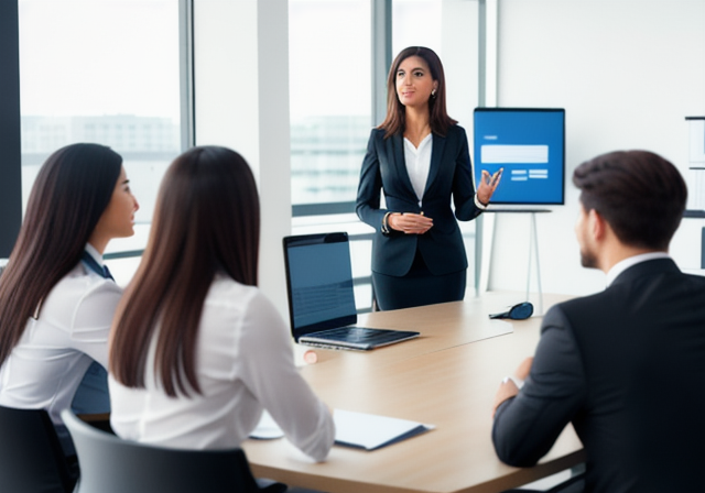 Businesswoman presenting sales pitch
