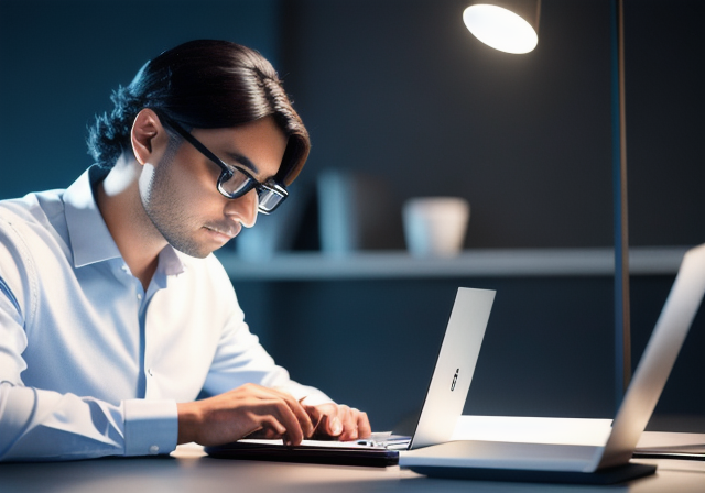 A person working on a laptop designing a microsite